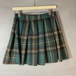 Just Polly Plaid Pleated Skater Skirt Green Size Small Y2K Dark Academia Yellow Photo 1