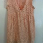 Peach color eyelet babydoll mini dress Photo 1