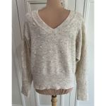 William Rast  Pullover Sweater Cream & Gray Heathered Raised Dots Boho Alpaca‎ Photo 3