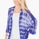Chico's CHICO’S Tie Dye Linen Open Knit Cardigan Women’s Mesh Knit Coastal Boho Photo 0