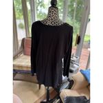 Liza Byrd Tunic Top Blouse Shirt Long Sleeve Black Appliqué Trim XL G4 Photo 1