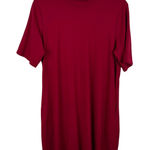 Susan Graver Everyday Mock Neck Short Liquid Knit Dress Large Red Stretch Comfy Photo 0