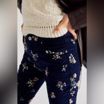 Free People NWT Driftwood Wyatt Velvet Flare Pants Navy Size 28x34 Floral Embroidery Photo 11