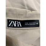 ZARA Beige Khaki Long Sleeve Tie Waist Pocket Utility Mini Shirt Dress Size M Photo 2