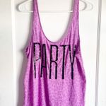 PINK - Victoria's Secret PINK Victoria’s Secret VS Party Sequin Graphic Lettering Purple Workout Tank L Photo 0