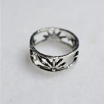Sunrise Sunburst Silver Tone Retro Chic Unisex Size 7 Ring Photo 2