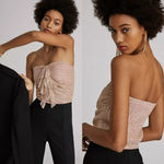 Anthropologie  Maeve Ruffled Metallic Tube Top Size XL NWT $90 Pink/Rose Photo 1