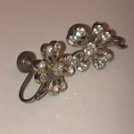 Vintage Silver Tone CZ Shamrock Four Leaf Clover Lucky Screw Back Earrings Photo 1