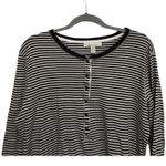 JM Collection  Prima Cotton Black White Striped Long Sleeve Button Up Size Large Photo 1