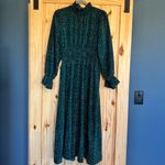 SheIn Green & White Long Sleeve High Neck Polka Dot Dress Size Large Photo 9