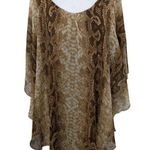 Dots Brown Snakeskin Print Tunic with Sheer Overlay Size Small Tan Photo 0