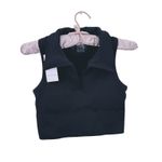 LA Society NWT Ribbed Collared Crop Top Size Medium Black Preppy Athleisure Photo 1
