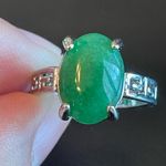 Green jade silver ring size 8.5 Photo 4