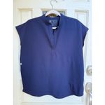 FIGS Rafaela Oversized Navy Blue Sleeveless Mandarin Collar Scrub Top Size XS Photo 1