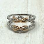 14K white gold, rose gold, diamond ring enhancer /open work ring, *size 6, 3.8g Photo 7