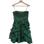 Jovani  Deep Green Rhinestone Strapless Mini Cocktail Dress Photo 6