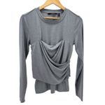 VERO MODA  Nelly Ruched Knit Shirt Corset Top Gray Size Medium Long‎ Sleeve NWT Photo 2
