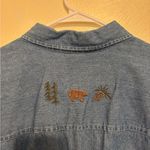 CJ Banks Denim Shirt with Embroidered Wildlife Blue Size XL Photo 7