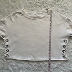 Alo Yoga Sweater Suspension Pullover Lace-Up Detail Cropped Sweatshirt Cream M Photo 11