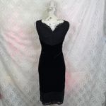 Calvin Klein  Velvet Black V Neck Dress with Lace Trim Size 2‎ NWT $129 Photo 11