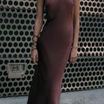 ZARA  maxi halter scarf satin Elegant Burgundy Brown  Evening Wedding Dress Photo 11