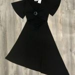 We Wore What NWT  Black Asymmetrical Cutout Dress Short Sleeve Flower Pin Size L Photo 0