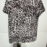ANA& KATE (L) CHEETAH PRINT PULL‎ OVER BLOUSE BLACK/PINK AND WHITE CAP SLEEVE Size L Photo 1
