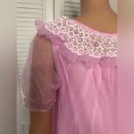 Vintage pink satin lace trimmed nightgown and sheer‎ robe Photo 4