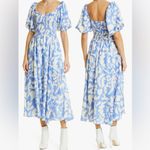 NWT LA LIGNE Lola Floral Silk Midi Dress In French Blue/ Ivory White Size M Photo 1