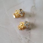 Vintage Retro Gold Tone Rhinestone Clip Photo 2