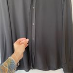 Max Mara  Silk Long Sleeve Button Down Shirt *Cufflinks Dark Brown Sz 8 Medium Photo 4