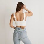 Madewell  White Sleeveless Wrap Crop Cotton Tank Top‎ Size Small EUC Photo 2
