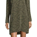 Equipment  Cadence silk dress with stars size M olive green black Photo 0