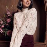 Reformation Sweater Lexi Fluffy Fuzzy Pointelle Alpaca Open Knit Ivory XS GUC Photo 6