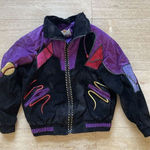 Vintage Mesa Ridge Jacket Abstract Artist Leather Suede Black Purple Full‎ Zip S Size 4 Photo 0