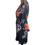 Forever 21  Floral Print kimono-style Wrap Dress in black with red size S Photo 4
