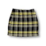 New Grey Lab Black Yellow Plaid Tweed Mini Skirt Preppy Academia Fall Winter S Photo 2