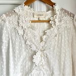 The Great Swiss Dot Floral Lace Trim Long Sleeve Maxi Dress White Size 0 Photo 8