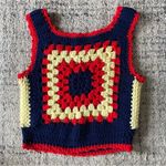 •Handmade granny square crochet cropped top• Size S Red Photo 1