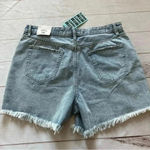 Ymi  Mom Fit High Rise Button Fly Distressed Frayed Light Denim Shorts 17… Photo 2