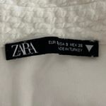 ZARA  White Textured Knit Short Sleeve Button Collar Crop Polo Blouse Top Size S Photo 2