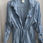 Heart & Moon women's collared jean denim tunic dress in light blue size large. Photo 1