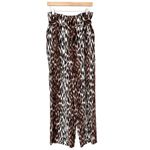 L'Agence Bobby Leopard Silk Paper Bag Wide Leg Belted Pants Sz 8 Photo 5