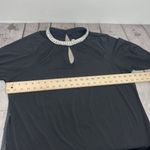 Moa Moa  Black Rhinestone Neckline Blouse Cutout Neckline Glam Goth 3/4 Sleeve 1X Photo 10