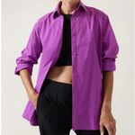Athleta Oversized Poplin Top Button Up Shirt Relaxed Athleisure Purple 3X NWT Photo 0