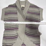 Sonoma Cardigan Sweater Womens M Gray Purple Striped Knit Belted Short Sleeve Photo 7