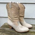 Dingo Vintage 80s 90s high heeled low shaft cream beige cowgirl western boots 7M Photo 0