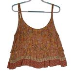 Rachel Zoe  Orange Boho Paisley Ruffled Crop Top Sz Large Photo 0