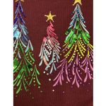 Quacker Factory  Women’s Red Cardigan Sequins Tree Embroidered Long Sleeves Large Photo 11