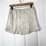 Wintersilks Silk Floral Print Lounge Shorts Women's Size L Elastic Waist Sleep Tan Size L Photo 2